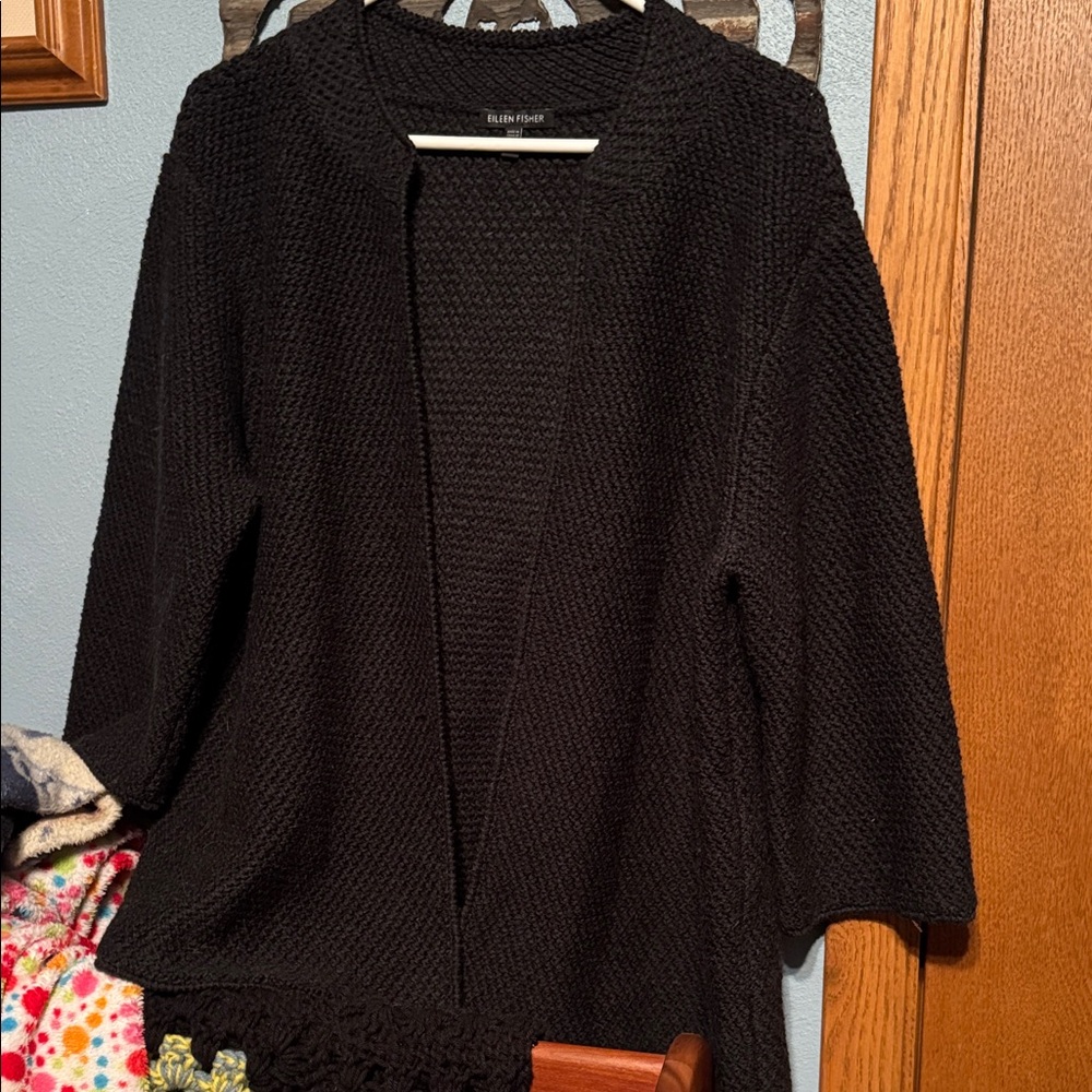 Eileen Fisher Textured Black Cardigan